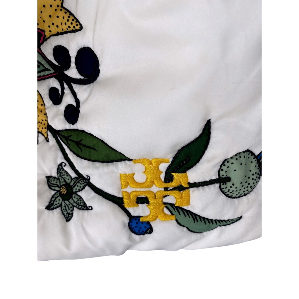 Tory Burch Zoe Tie Bag Floral Quilted Padded Hobo Shoulder Bag Yellow White - Picture 9 of 13